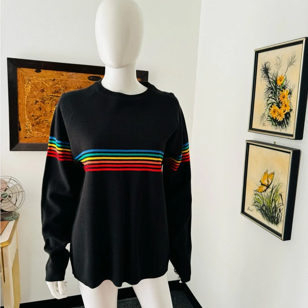 Vintage Stubello Rainbow Mens Wool Ski Sweater - Picture 2 of 8